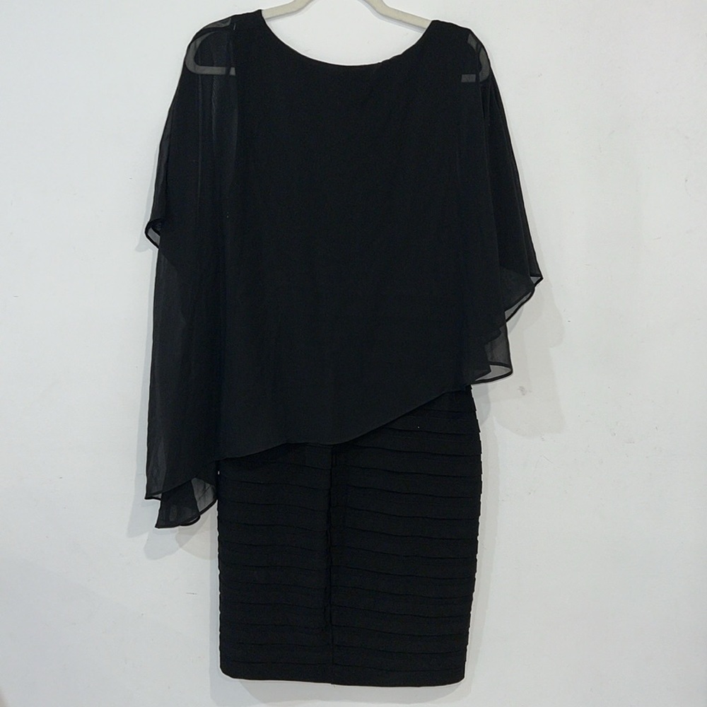 Adrianna Papell Black Tiered Bolero Dress Size 12 - Picture 8 of 11